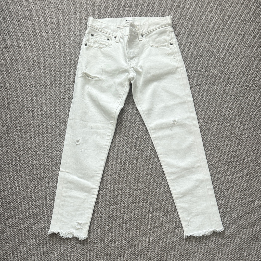 Moussy White Distressed Jeans Size 24 Nwot